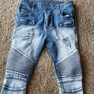 Stretchy Moto Skinny Jeans